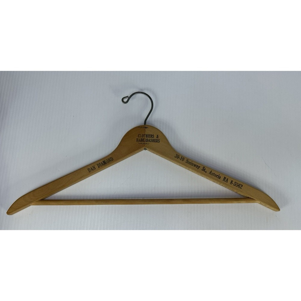 Vintage 1930s Wood Hanger Dan Diamond Clothiers & Haberdashers Advertisement